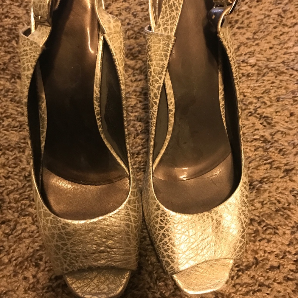 Gold peep toes